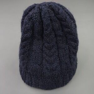 Aran Woollen Mills Hat Beanie Knit Blue 100% Wool Made In Ireland Mens One Size